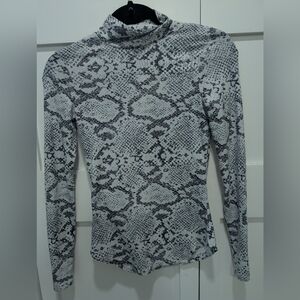 French Connection Black and White Snakeskin Top